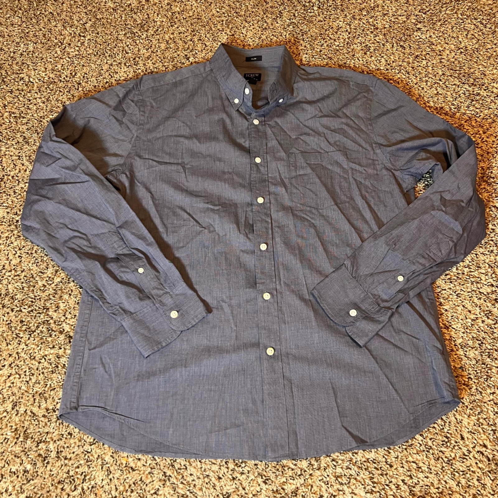 J.Crew Flex Washed Button Down Shirt Slim Fit Long Sleeve Casual Mens L
